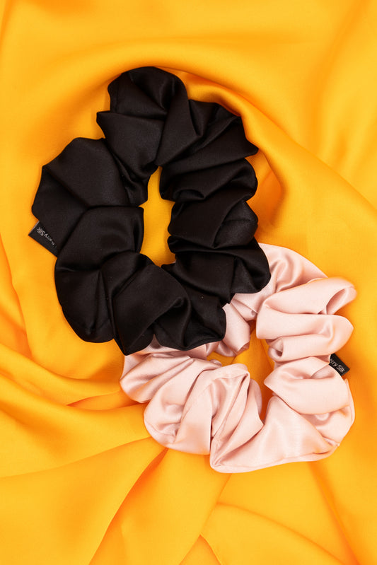 Ilks Zijden Scrunchie Zwart – 100% moerbeizijde